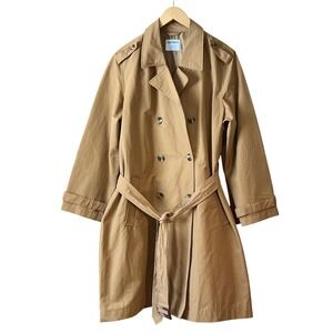 Old Navy Women Classic Camel Belted Wet Resistant Double Breasted Trench Coat XL